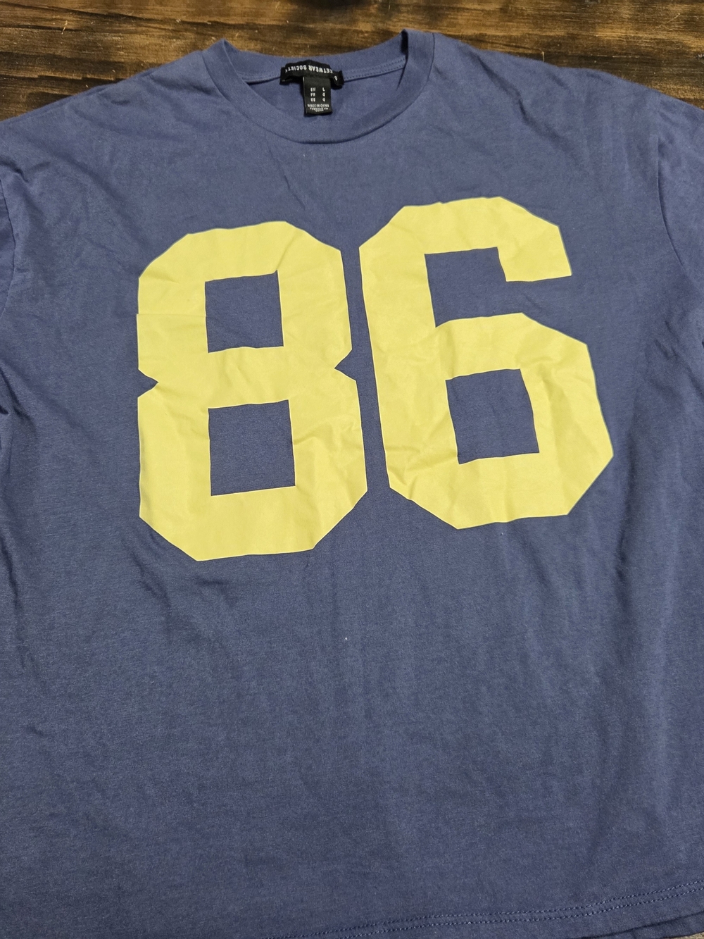 Streetwear Society Navy Blue Short Sleeve Tee with Yellow '86' Graphic